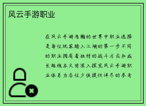 风云手游职业
